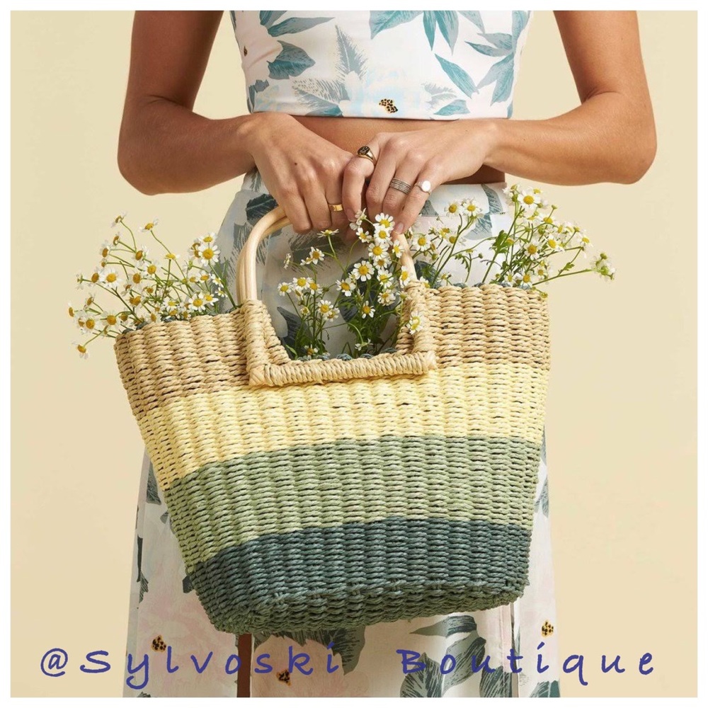🌴 BILLABONG Salty Blonde Ride The Waves Straw Handbag NWT - Picture 3 of 7